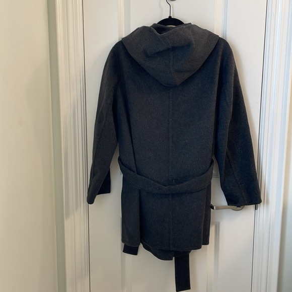NWT Vince Wool-Blend Tie-Front Hooded Coat - Picture 3 of 8